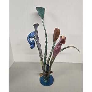 Underwater Water Scene Metal Sculpture Art Folkart Steel Colorful 18" Tall 12" W